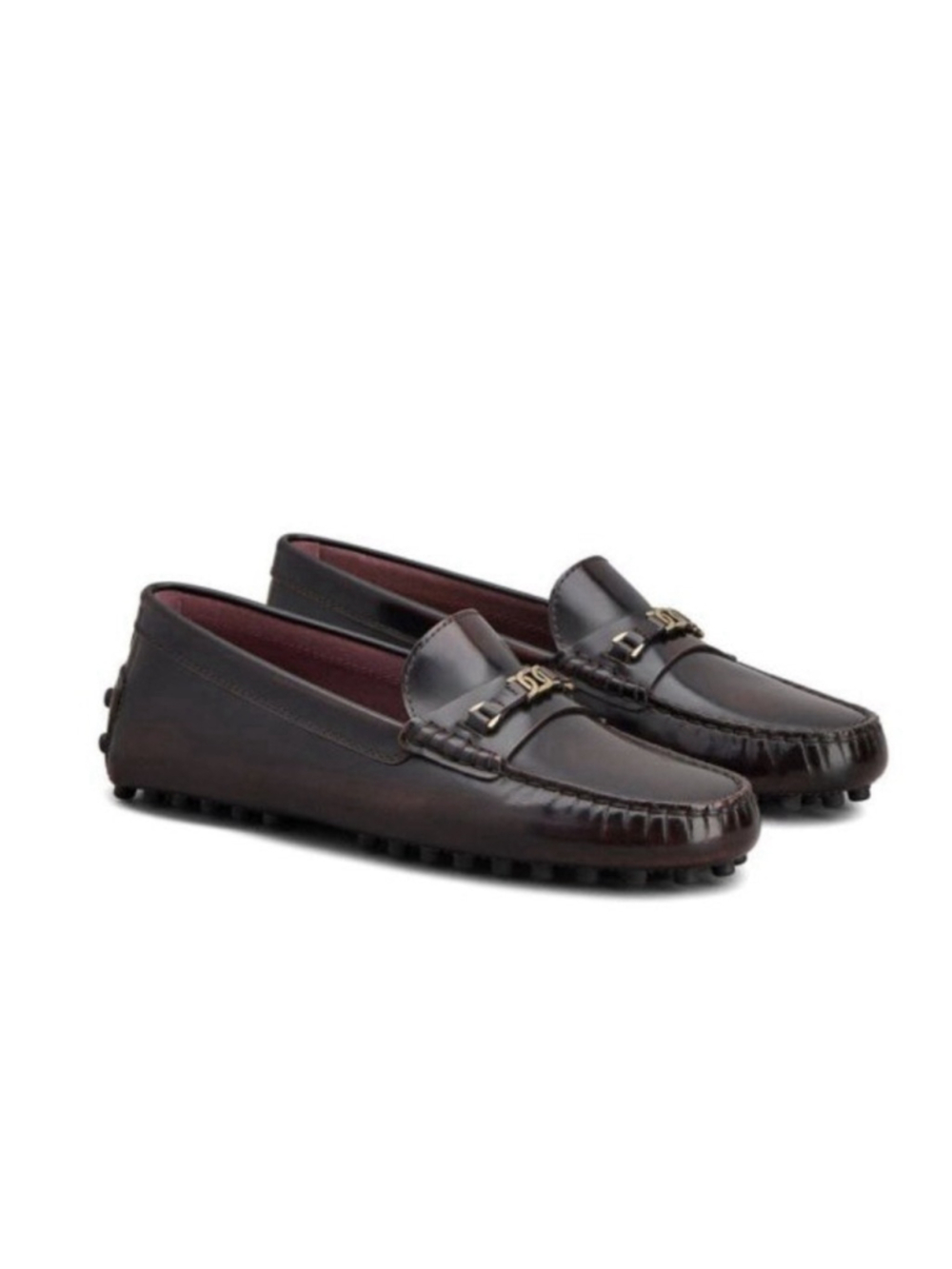 Tod’s Burgundy Chain Link Loafers Luxurious Leather Sz 39.5 (9/9.5)
